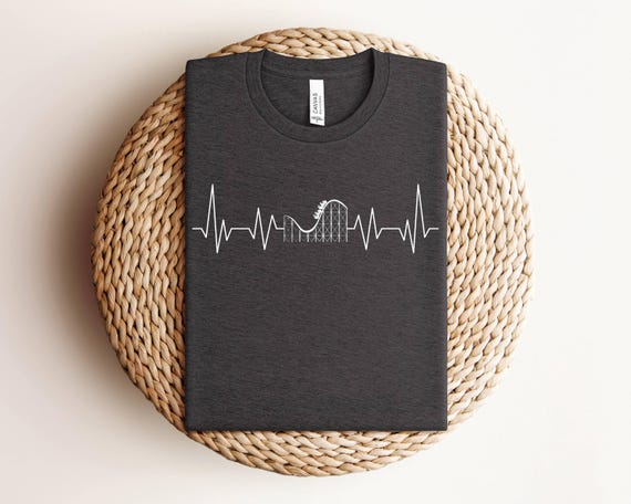Roller Coaster Shirt, Amusement Park Shirt, Rollercoaster Heartbeat Shirt