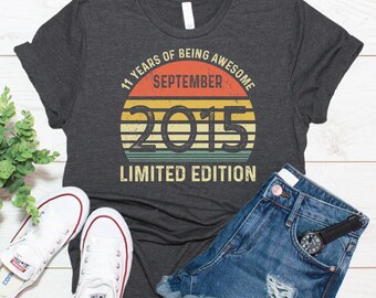 11th Birthday Shirt, 11th Birthday Gift For Girls And Boys, Vintage 2015 Shirt