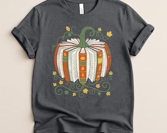 Fall Pumpkin Book Shirt, Book Lover Gift, Fall Bookish Shirt, Autumn Reading Shirt
