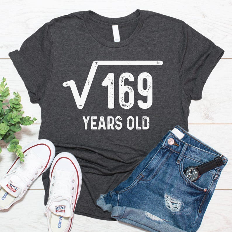 Regalo de cumpleaños número 13 para niños y niñas, camiseta con la raíz cuadrada de 169, camiseta de cumpleaños número 13 imagen 1