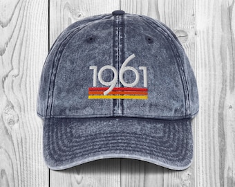 Regalo vintage del 1961, cappello per il 65° compleanno, regalo per il 65° compleanno, berretto da papà ricamato