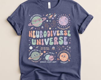 Maglietta "Universo Neurodiverso", regalo per la sensibilizzazione sull'autismo, maglietta per l'educazione speciale