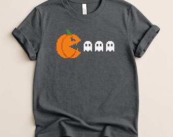 Halloween Pumpkin Eat Ghosts Shirt, Funny Halloween Gamer Costume Gift