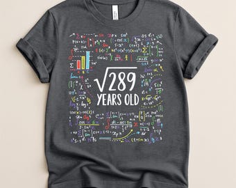 Square Root of 289 Shirt, 17th Birthday Gift