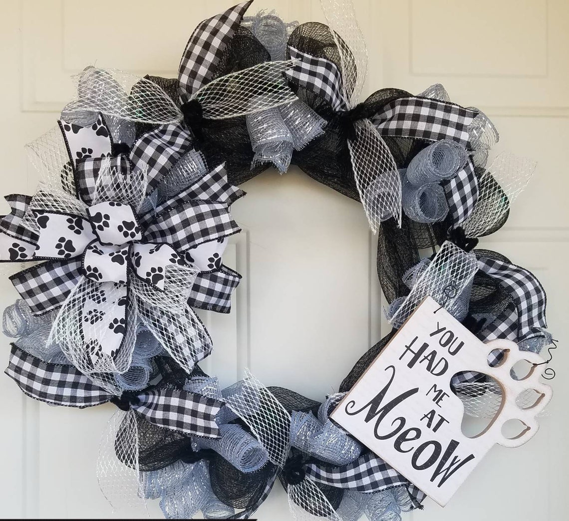 Cat Wreath Cat Lovers Wreath Cat Door Wreath Animal Wreath Etsy