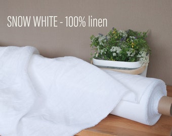 Snow White Linen Fabric: Softened Pre-shrunk Flax - By the Yard/Meter