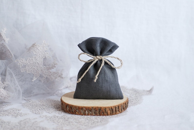 Dark grey linen gift bags