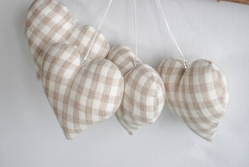 Pure linen hearts fabric wedding anniversary Christmas hearts Etsy