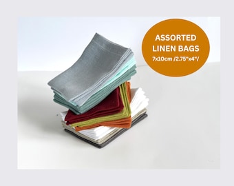 Set of 10 Small Linen Bags 7x10cm (2.75"x4") Choose Your Colour Palette