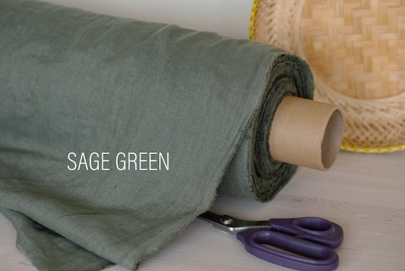 Softened Sage Green Linen Fabric: Pre-Shrunk Flax for Sewing