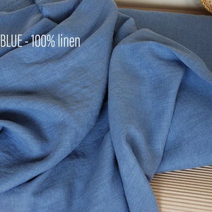 Weicher blauer Leinenstoff: mittelschweres Leinen, stahlblau, 205g/m²