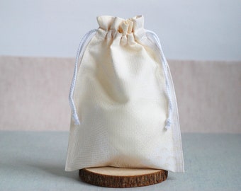 Wedding drawstring favor gift bag, ivory gift wrapping pouches, baptism christening gift bags