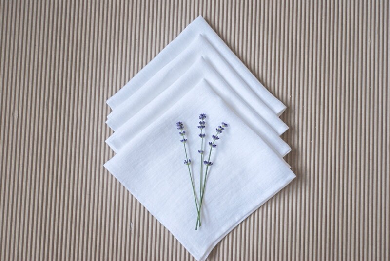 Washed Linen-Cotton set of 4 Napkins- Natural Linen – Thyme and Sage