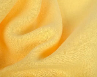 Light Yellow Linen Fabric by the Yard, 100% Softened Linen Material for Sewing Clothes, Oeko-Tex Medium Weight Washed Flax 57" Wide