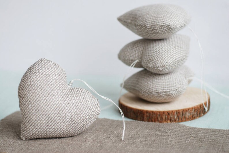 Pure linen hearts fabric wedding anniversary Christmas hearts Etsy