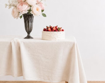 100% Linen Tablecloth – White, Ivory, Oatmeal Beige or Undyed, Custom Size