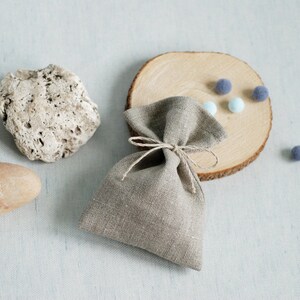 Undyed linen bags, Pure linen favor bags, grey burlap gift pouches wedding gift sachets image 4