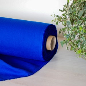 Royal blue linen, Medium lightweight softened linen fabric, 205gsm (6.05 oz/yd2) stonewashed blue fabric