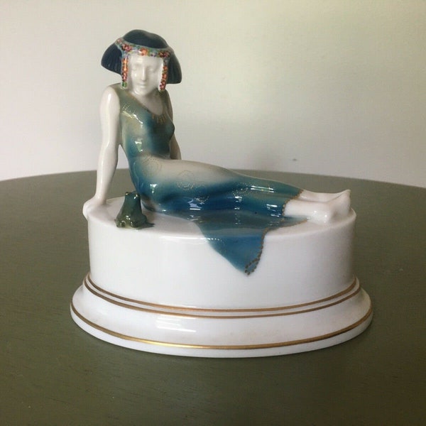 Antique 1920-30s Rosenthal Art Deco "Princess & The  Frog King" Statue SGND Leo Rauth