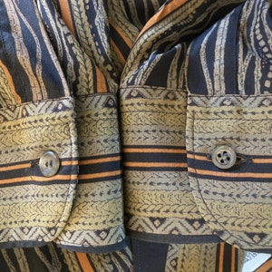 Men's Pure 100% Silk Shirt Vtg PANCALDI & B Men's Long Sleeved SZ XL-1970s-80s image 7