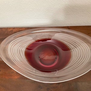 1960s Swedish Art Glass Low Bowl by Flygsfors Paul Kedelv 14&quot; RARE