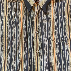 Men's Pure 100% Silk Shirt Vtg PANCALDI & B Men's Long Sleeved SZ XL-1970s-80s image 3