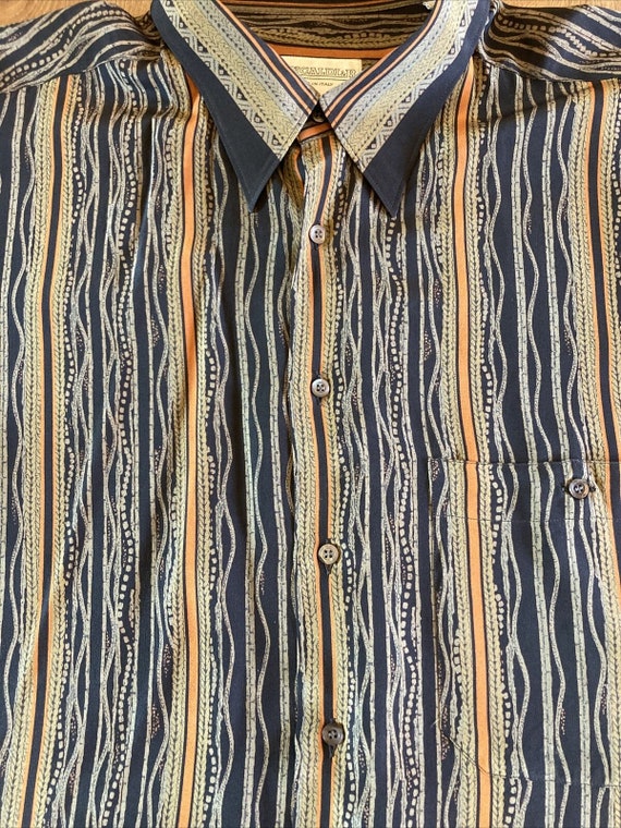 Men's Pure 100% Silk Shirt - Vtg PANCALDI & B Men… - image 3