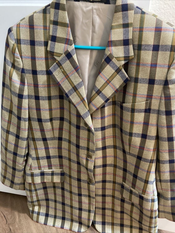 DAKS Signature Woman's Blazer-VTG 80's Plaid Wool/