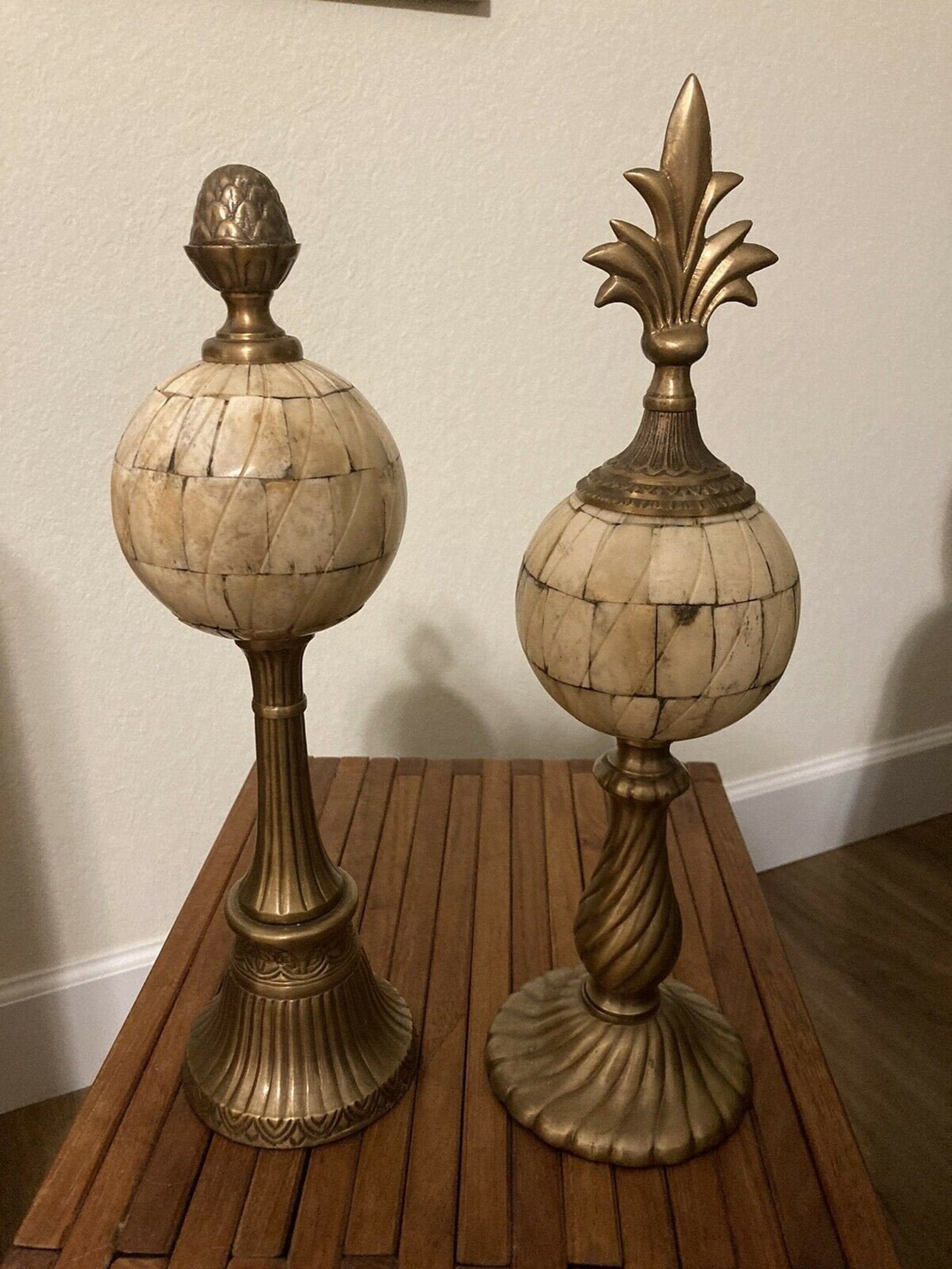 VTG 2 Brass & Marble Look Home Decor Accent Pieces Etsy