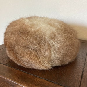 Vintage Adolfo Cream Fur Hat with Brown Band Vintage fur hat adolfo - Gem main image 3