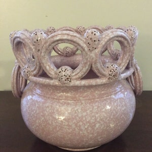 ITALIAN Majolica Pottery Jardiniere-MID CENTURY - Signed-  Italian - Speckled Glaze