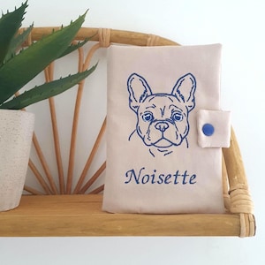 Personalized dog vaccination record cover with first name, dog health record cover, French bulldog paper cover