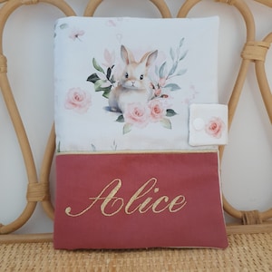 Personalisierte Gesundheitsakte mit Vornamen, Kaninchenmotiv, Geschenkidee zur Geburt