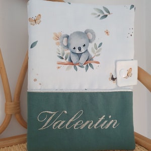 Funda de registro de salud personalizada con nombre, tema de koala, idea de regalo de nacimiento