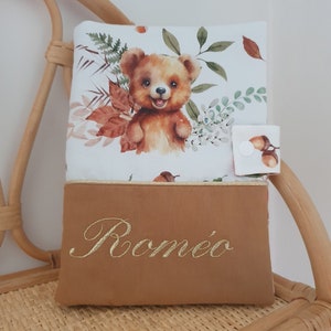 Protector de libro de salud personalizado con nombre, tema de osito de peluche, idea de regalo de nacimiento