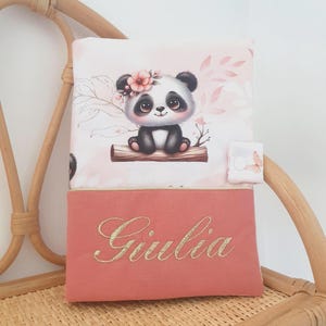 Personalisierter Gesundheitsaktendeckel mit Vornamen, Terrakotta-Panda-Thema, Geschenkidee zur Geburt