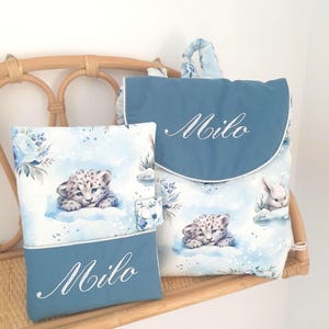 Sac à dos enfant les animaux polaires personnalisé et molletonné, sac maternelle, prénom brodé pour la crèche, la nounou , l'école