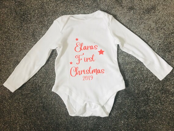 personalised my first christmas sleepsuit