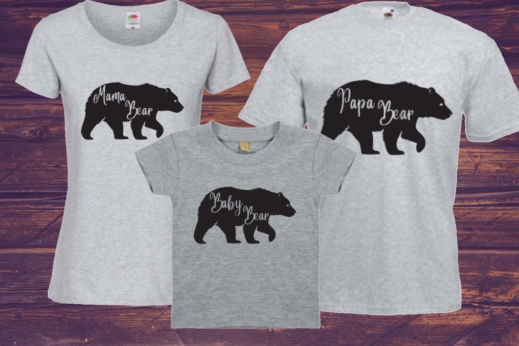 Mama Bear Papa Bear Baby Bear Daddy Bear Family T-shirt set | Etsy
