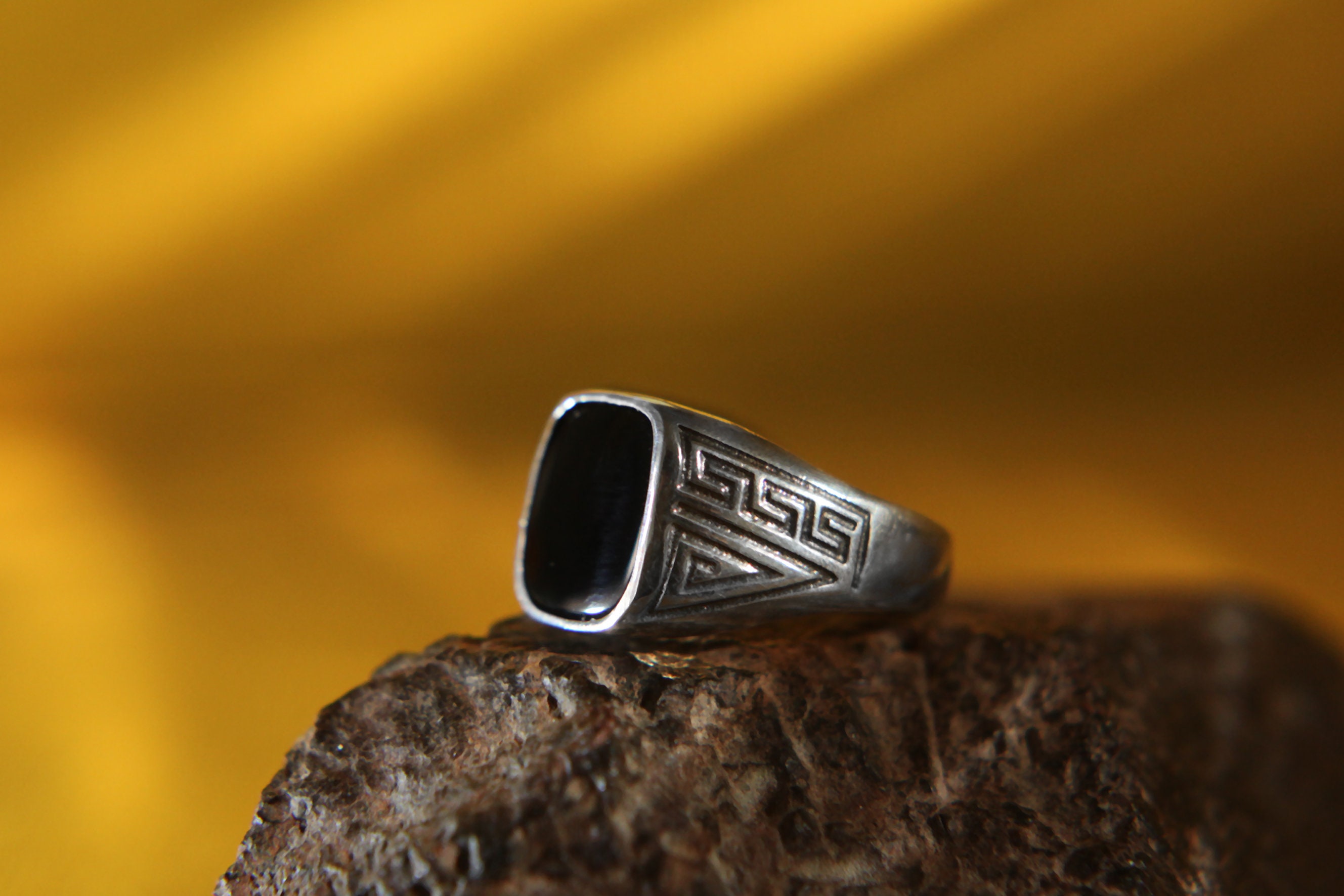 Black Onyx/ Men's Ring/ Pinky Ring/ Gift for Husband/ Man Minimalist