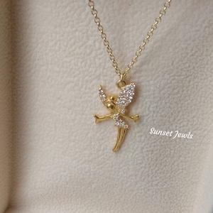 Tinkerbell Halskette, Fee Anhänger, modernes Geschenk, Sterling Silber Schmuck, griechischer Schmuck, Kinder Anhänger, Geschenk für Kind, Disney Halskette, modern