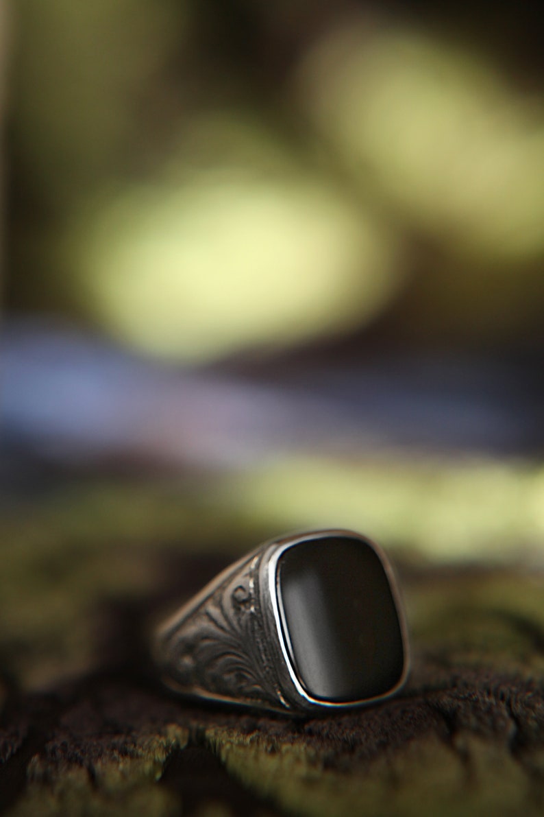 Black Onyx/ Men's Ring/ Pinky Ring/ Gift for Husband/ Man Etsy