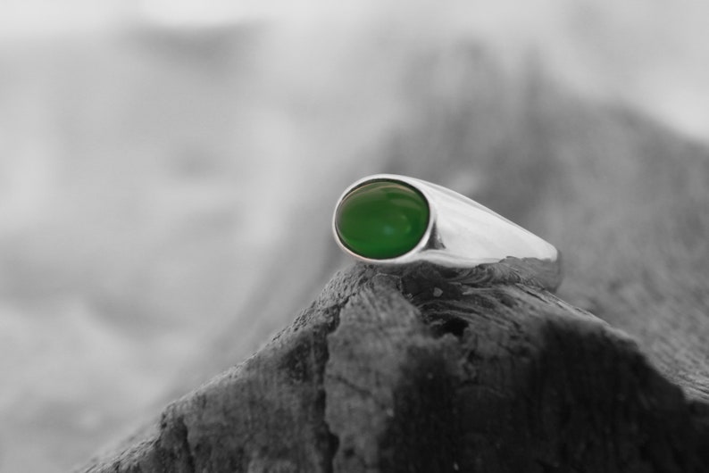 Sterling Silver And Green Agate Men's hotsell Ring