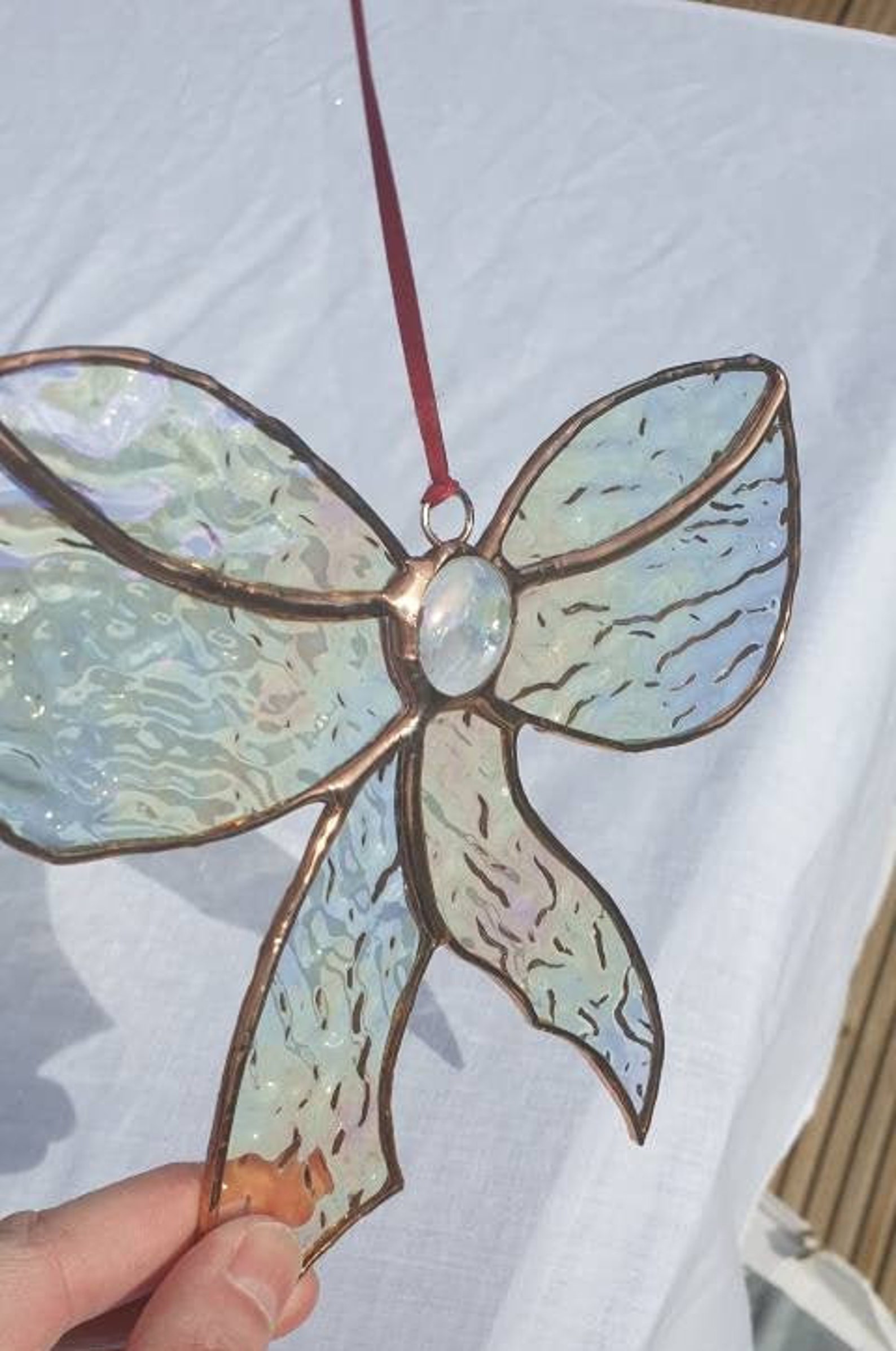 Stained Glass Clear Iridescent bow Etsy