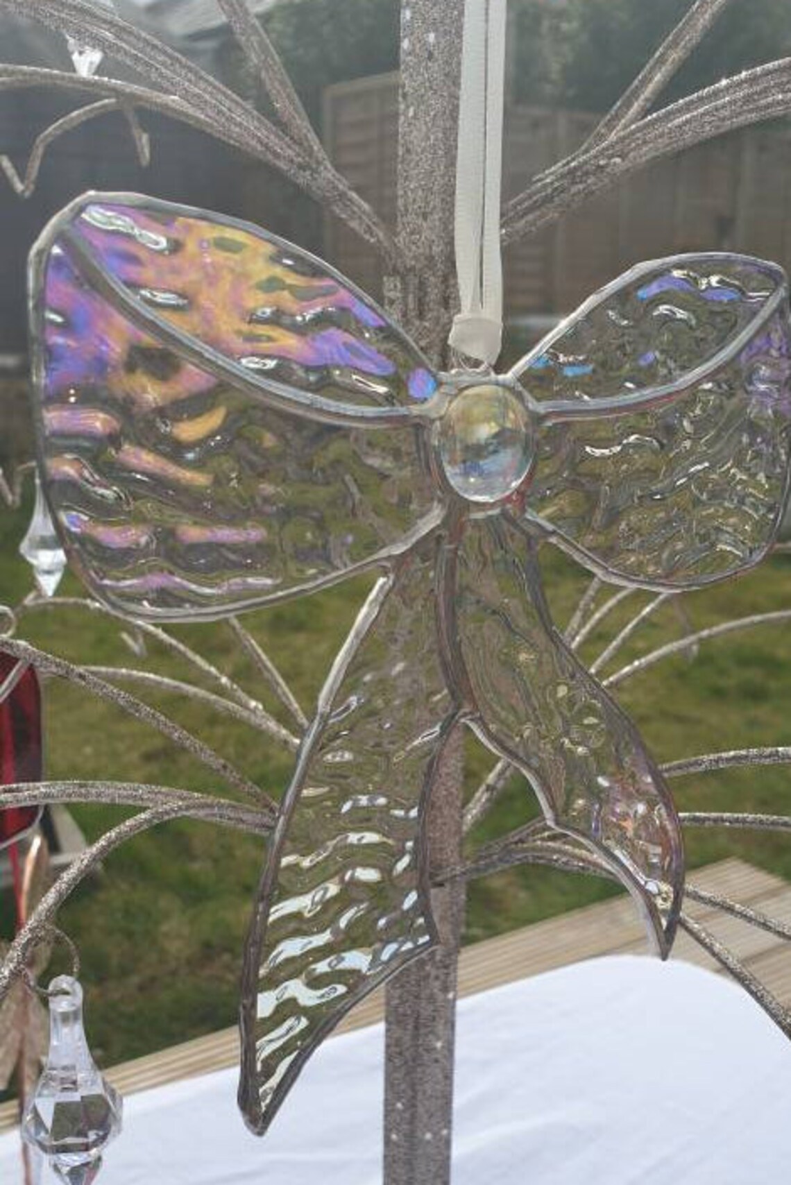 Stained Glass Clear Iridescent bow Etsy