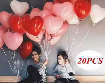 20pcs 12 inch Pink White Red  Love Heart Latex Balloons for Wedding Valentines Day Romantic Decoration Birthday Party