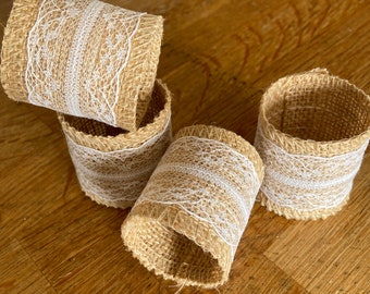 OFFER - last remaining stock - 19 Rustic Cottage Wedding Hessian Rings/Holders.