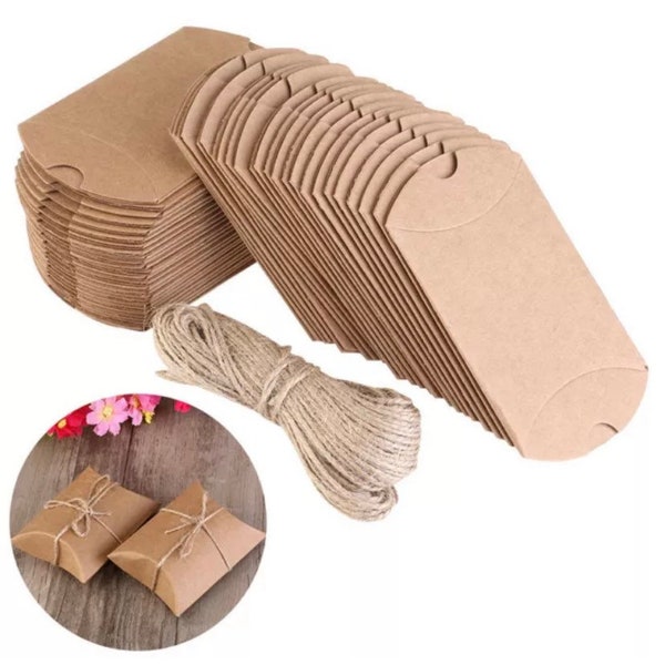 50 boîtes à dragées de mariage avec ficelle en jute de chanvre. Parfait pour les mariages.