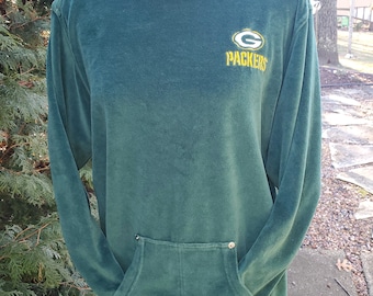 Woman's size M Green Bay Packers upcycled vintage retro velour pull over gift for any lady GB Packers football fan