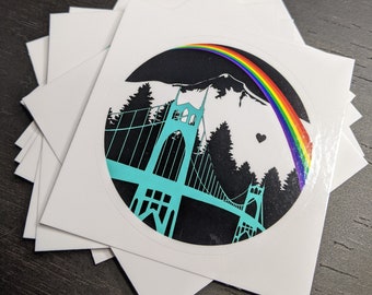 For the Love of Portland Sticker - PDX Sticker - Portland Sticker - St Johns Bridge Sticker - Portland Oregon